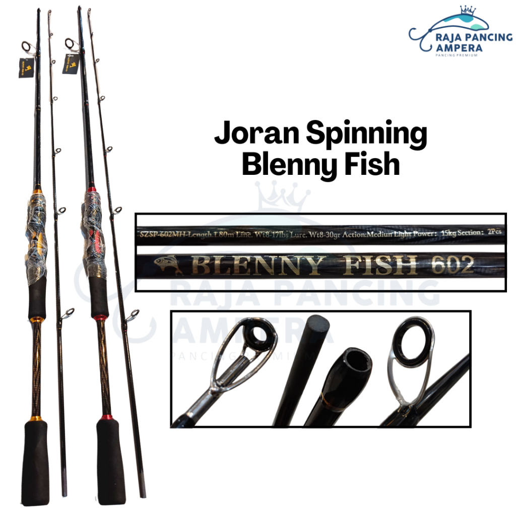 Joran Spinning Blenny Fish 180 cm | Stik Pancing Karbon Solid Sambung 2