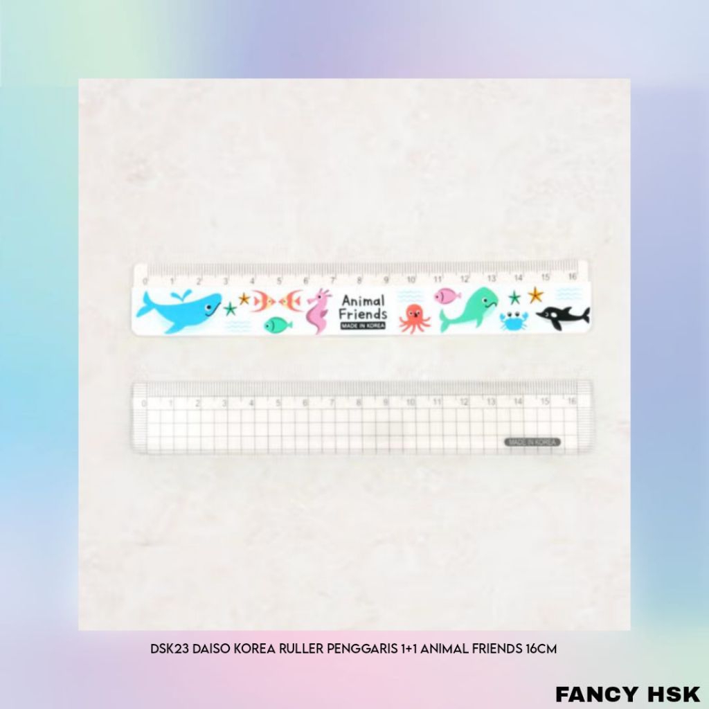 

DAISO KOREA RULLER PENGGARIS 1+1 ANIMAL FRIENDS 16CM DSK23