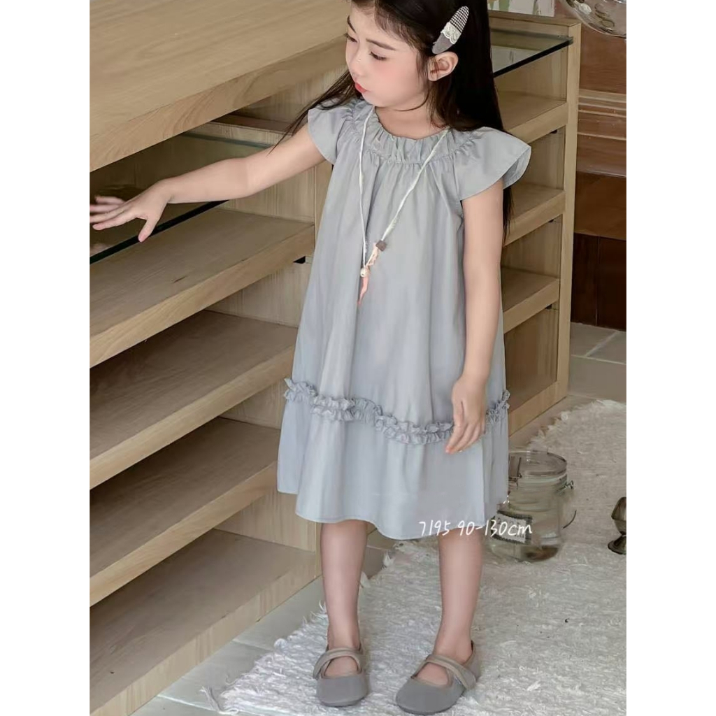 LITTLE CANDICE - NOONA Dress Anak Perempuan | Dress anak korea – Dress Ruffle | Baju anak tanggung p