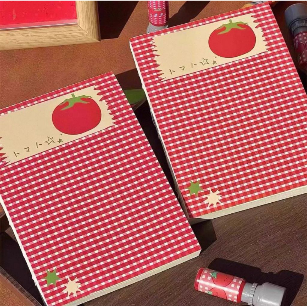 

[ STERY ] Buku catatan kosong tomat kotak-kotak retro ins, buku harian kreatif bernilai tinggi untuk pelajar, buku pegangan melukis