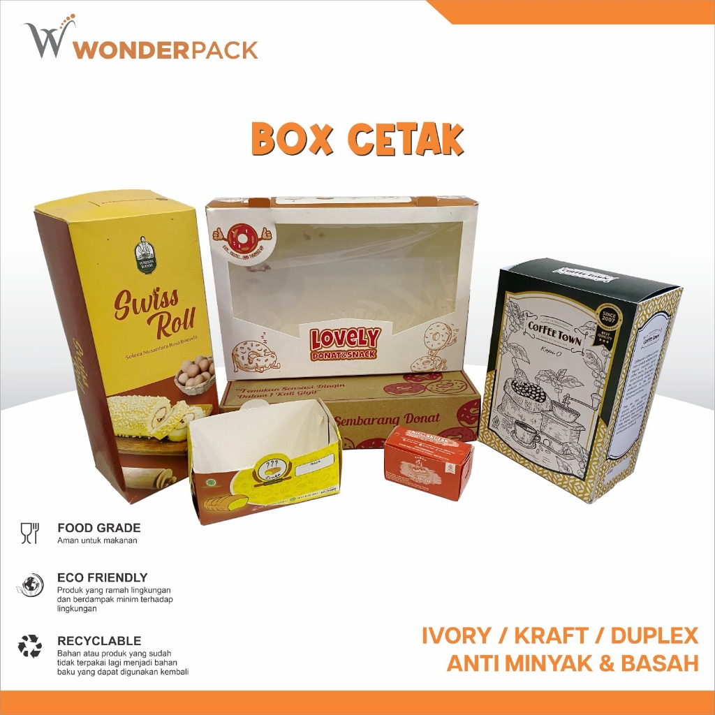 CUSTOM BOX DONAT / DUS DONAT ISI 6 (1/2 LUSIN) UKURAN 27x18.5x5.5 cm BAHAN IVORY 300 GSM - FOOD GRAD