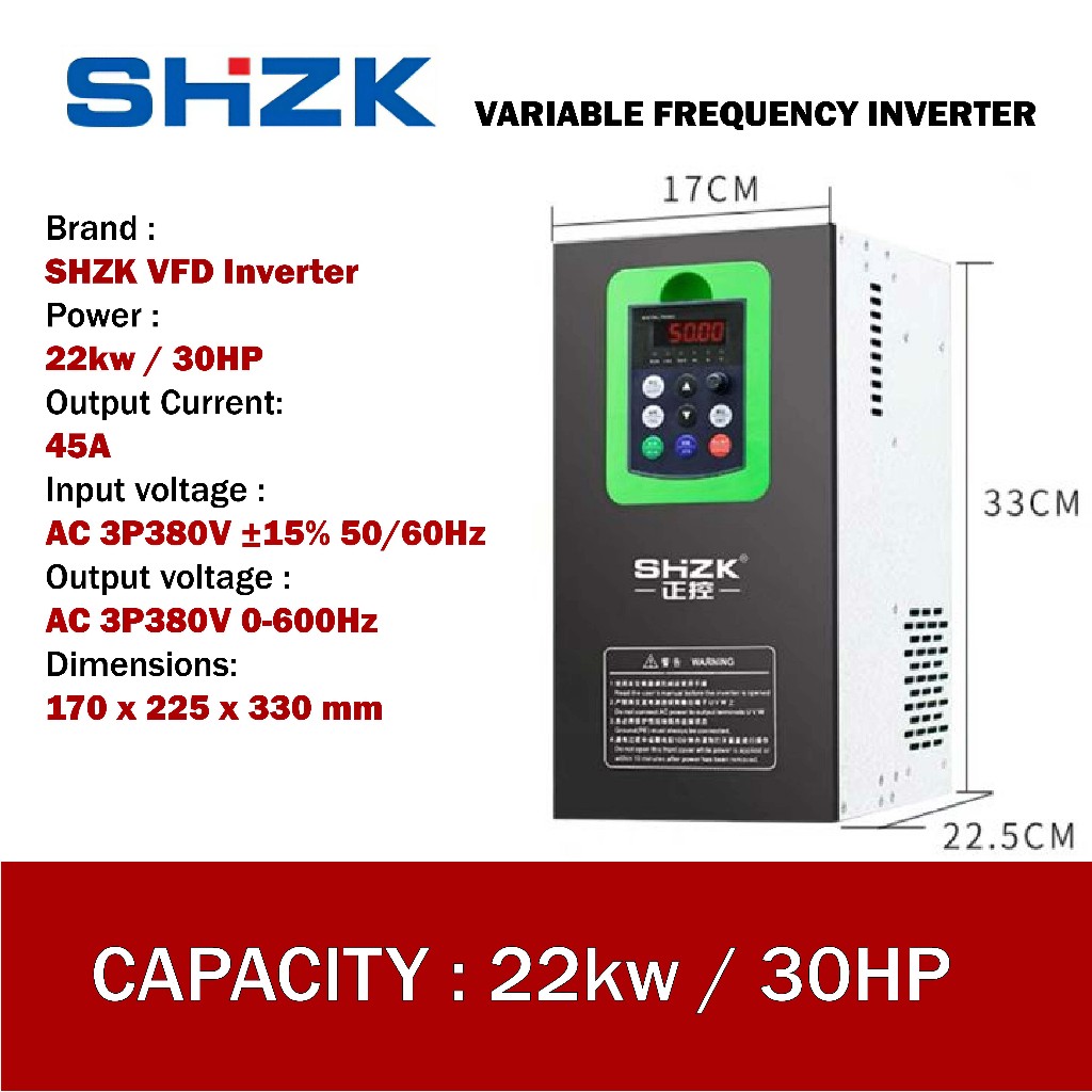 Inverter SHZK 30 HP 22KW 380V 3Phase 3P VFD Variable Frequency Drive