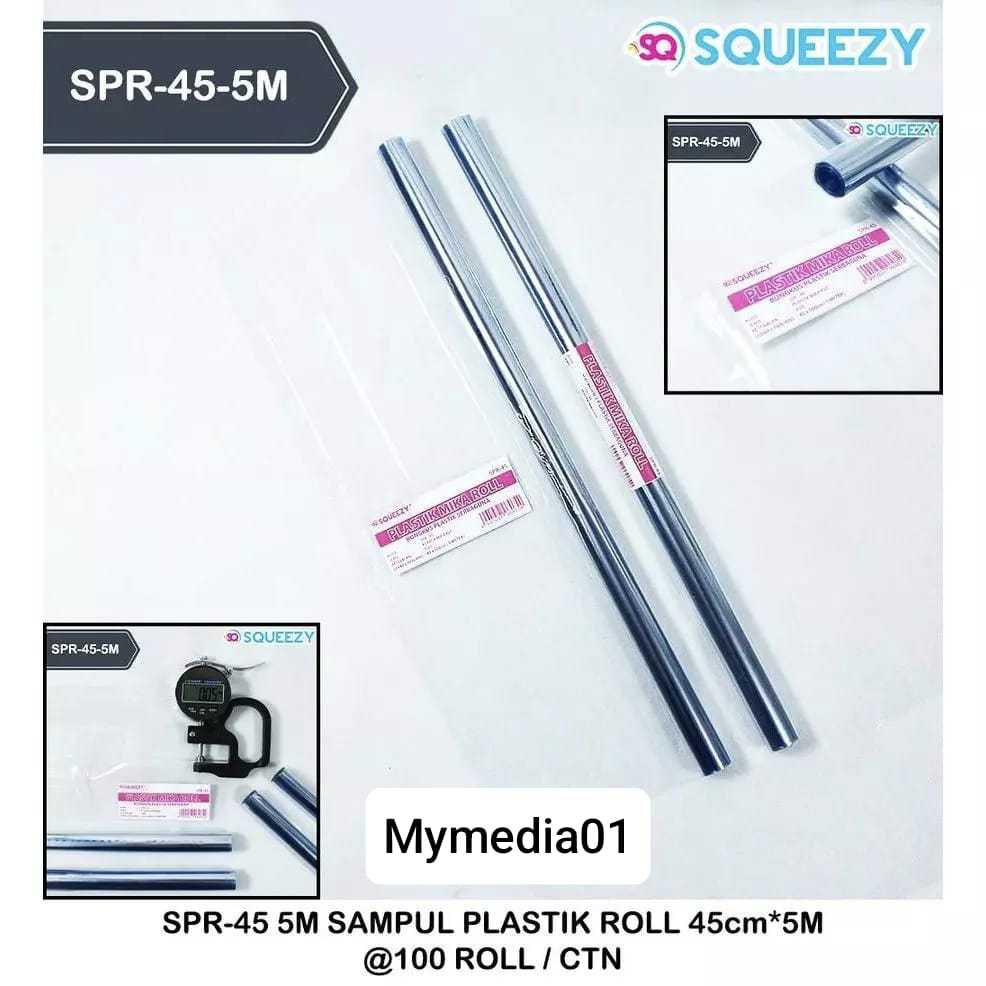

SAMPUL PLASTIK ROLL SQUEEZY SAMPUL MIKA PLASTIK SPR-45CM X 5 METER (1 ROLL) TERMURAH