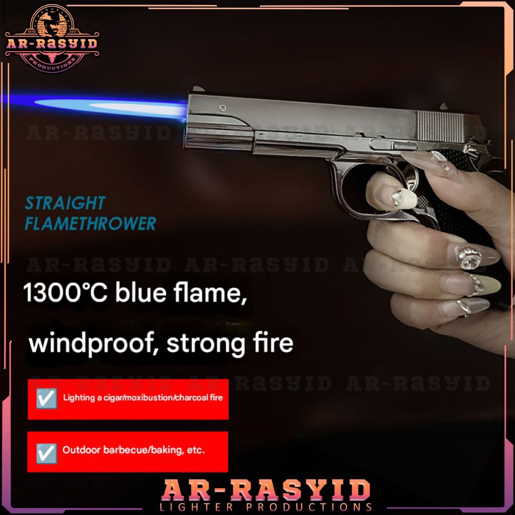 Korek Api Las Gas Pistol Straight Jet Flamethrower M-1911