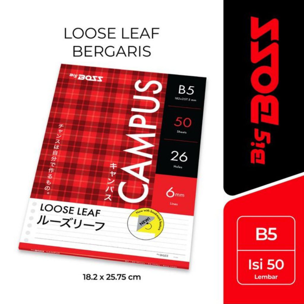 

[YOBANA] BIG BOSS LOOSE LEAF B5 LINES 100 SHEETS 26 HOLES ISI BINDER B5 GARIS-GARIS 100 LEMBAR