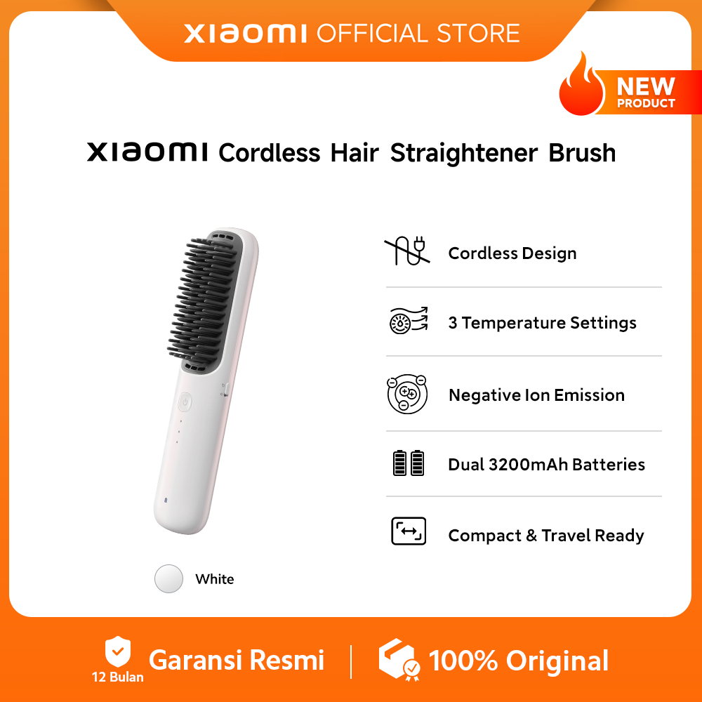 Xiaomi Cordless Hair Straightener Brush | Cordless Design | 3 Temperature Settings | Negative Ion Em