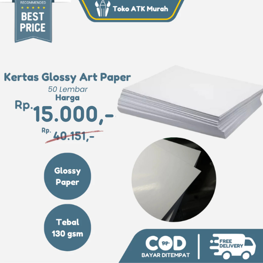 

Kertas Glossy Art paper A4 130 gsm isi 50 lembar Kertas Glossy Paper Brosur