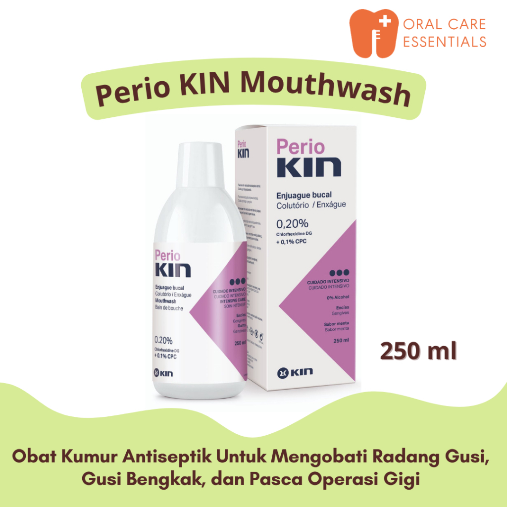 Perio KIN Chlorhexidine Mouthwash 250ml | Obat Kumur Chlorhexidine Bebas Alkohol Untuk Penyakit Gusi