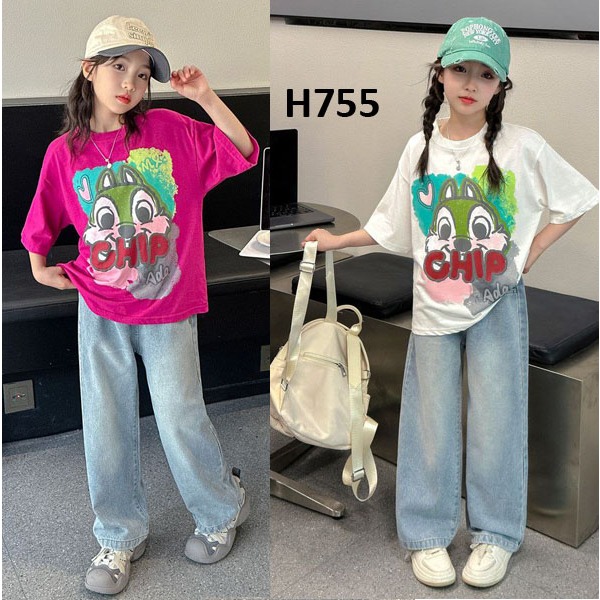 H755 BAJU SETELAN CELANA KULOT CHIP ANAK PEREMPUAN TANGGUNG