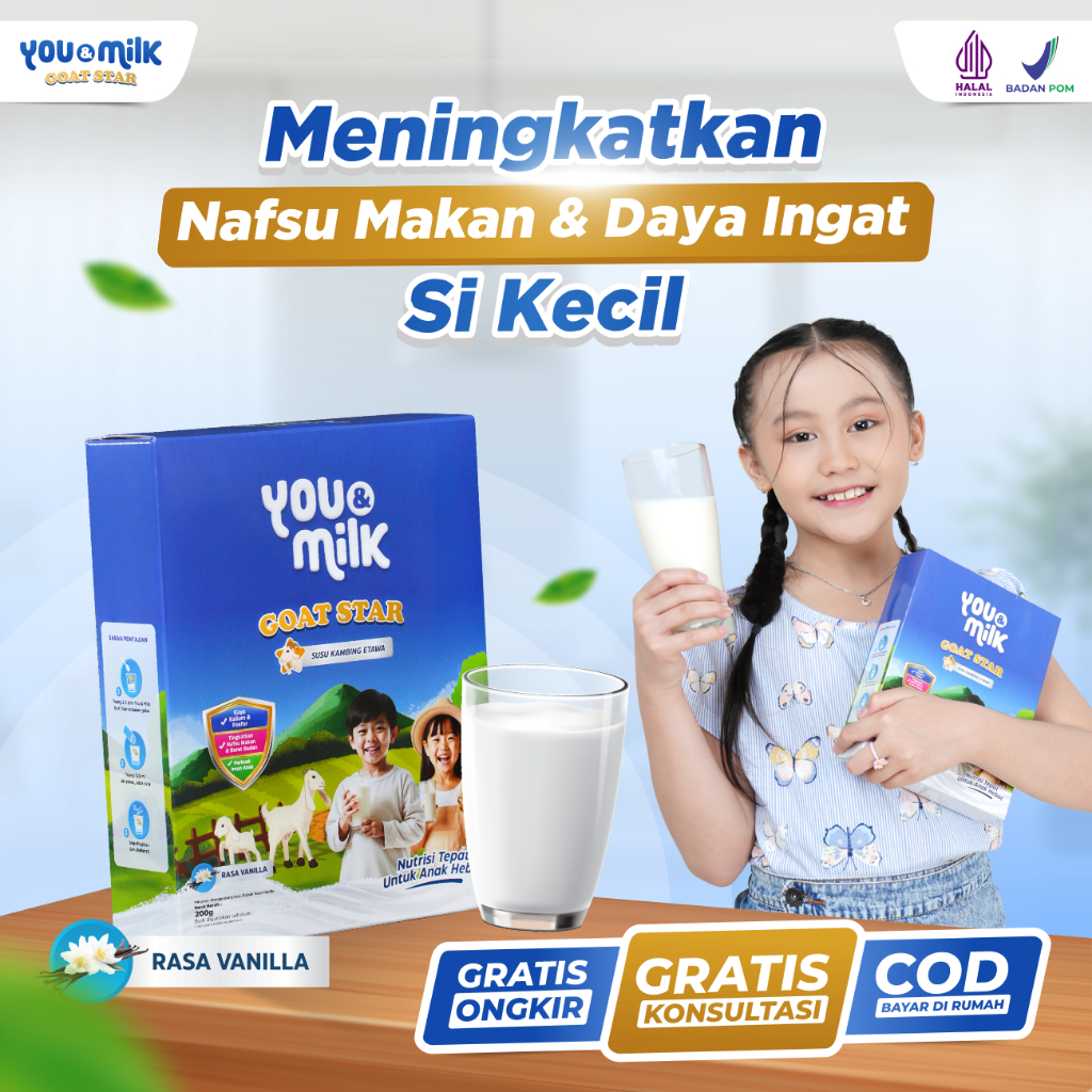 

YOU & MILK GOAT STAR Susu Sehat Untuk Si Kecil Membantu Masa Pertumbuhan Anak Nafsu Makan Meningkat Daya Ingat Si Kecil Makin Kuat Tinggi Akan Kalsium