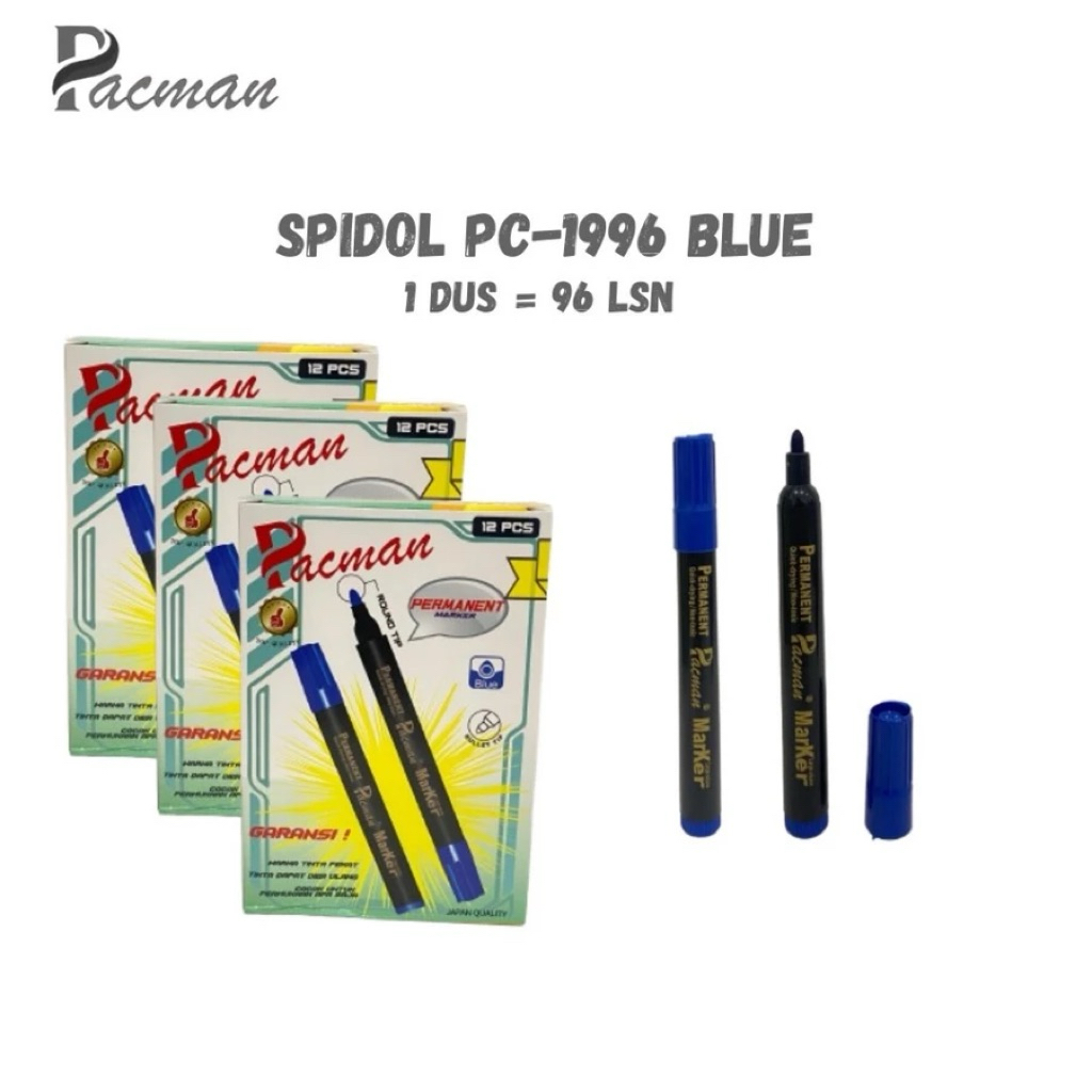 

Isi 12 Pcs] Spidol Permanent Marker Pacman PC-1996 - Biru