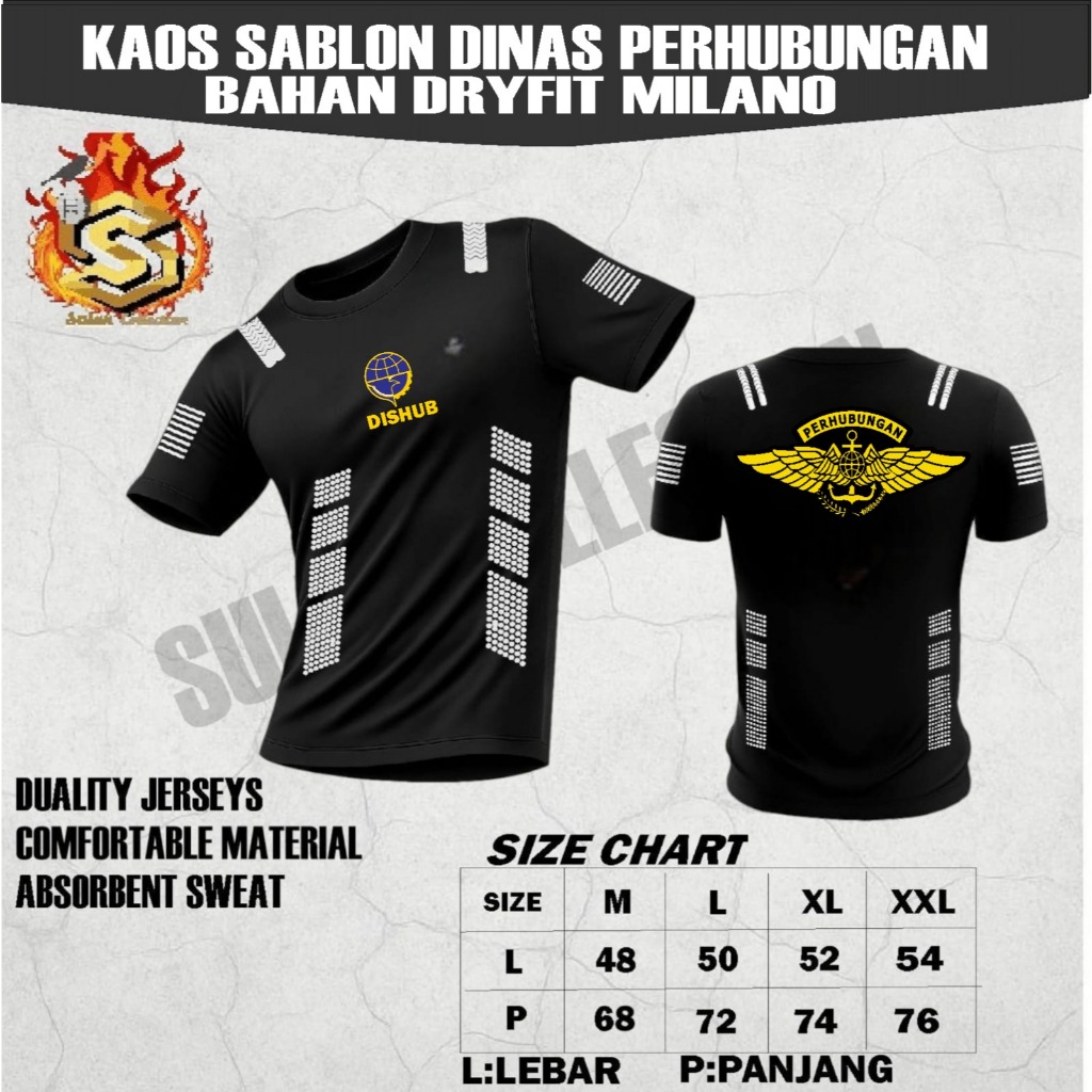 Kaos Dishub/ Kaos kemenhub bahan Dryfit Milano /Kaos sablon kemenhub