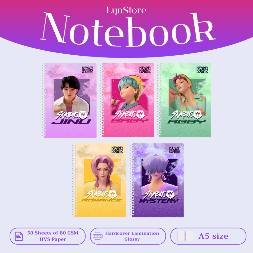 

(LS_043) Notebook A5 Hardcover Kpop Demon Hunter - Saja Boys Collection (Isi 50 Lembar Hvs + Hardcover Laminasi 2 Sisi) Buku Tulis Catatan Notebook Ring A5 Hardcover / Notebook Journal A5 Hardcover Laminasi / Spiral Buku Agenda A5 Hardcover Laminasi