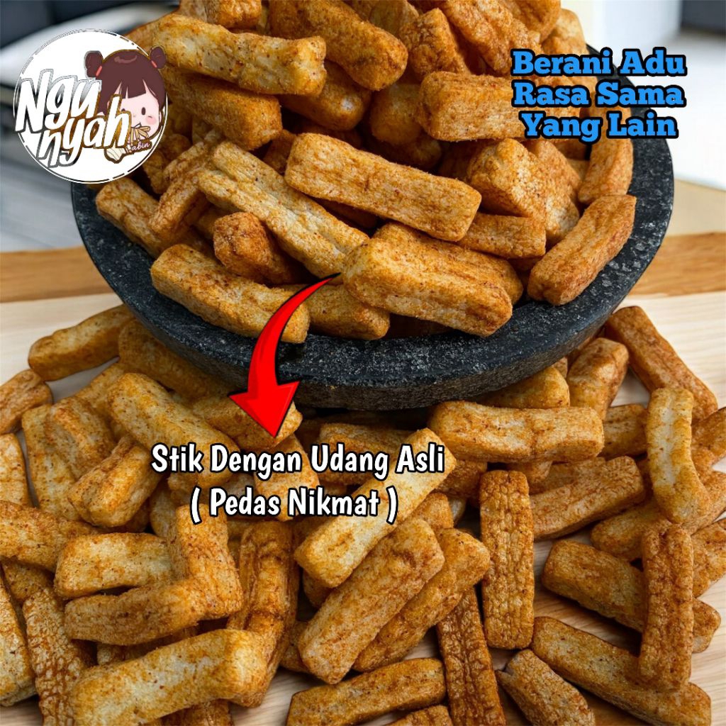 

Cemilan Stick Udang Bawang Pedas 1Kg