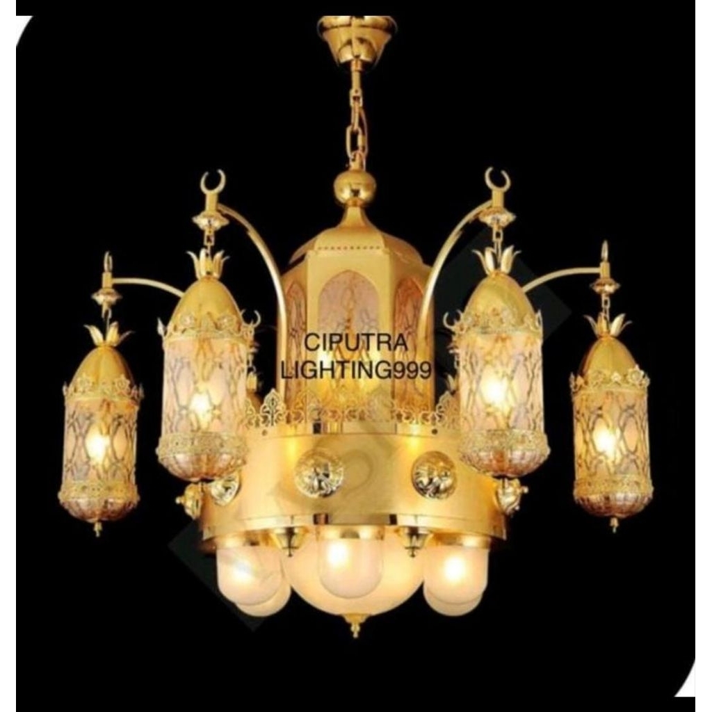 LAMPU GANTUNG HIAS KLASIK TURKI MASJID NABAWI LAFADZ 18 LAMPU MEWAH