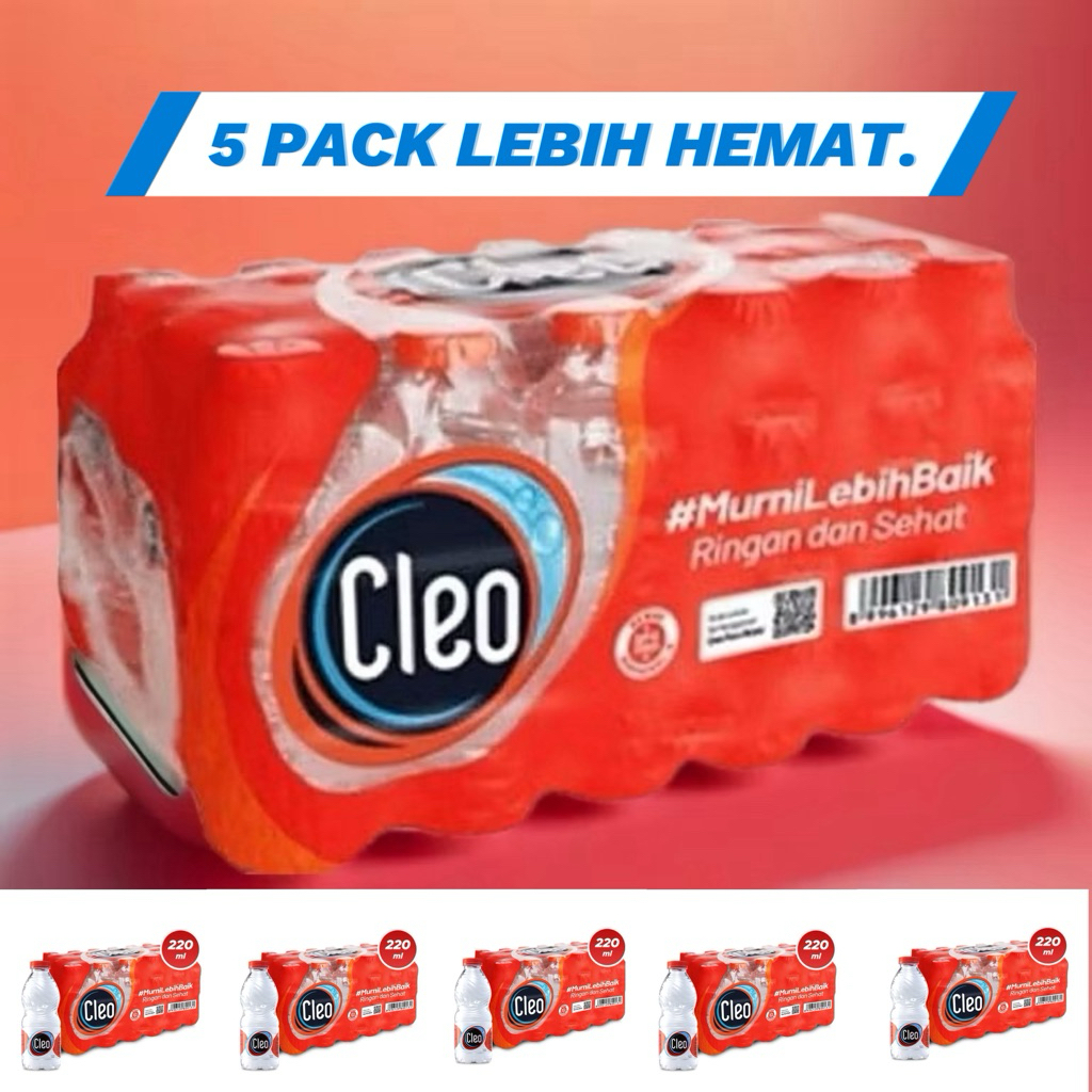 

CLEO MINI AIR CLEO 220ML 5 KRAT LEBIH HEMAT ISI 5 X 24PCS AIR MURNI CLEO MINI
