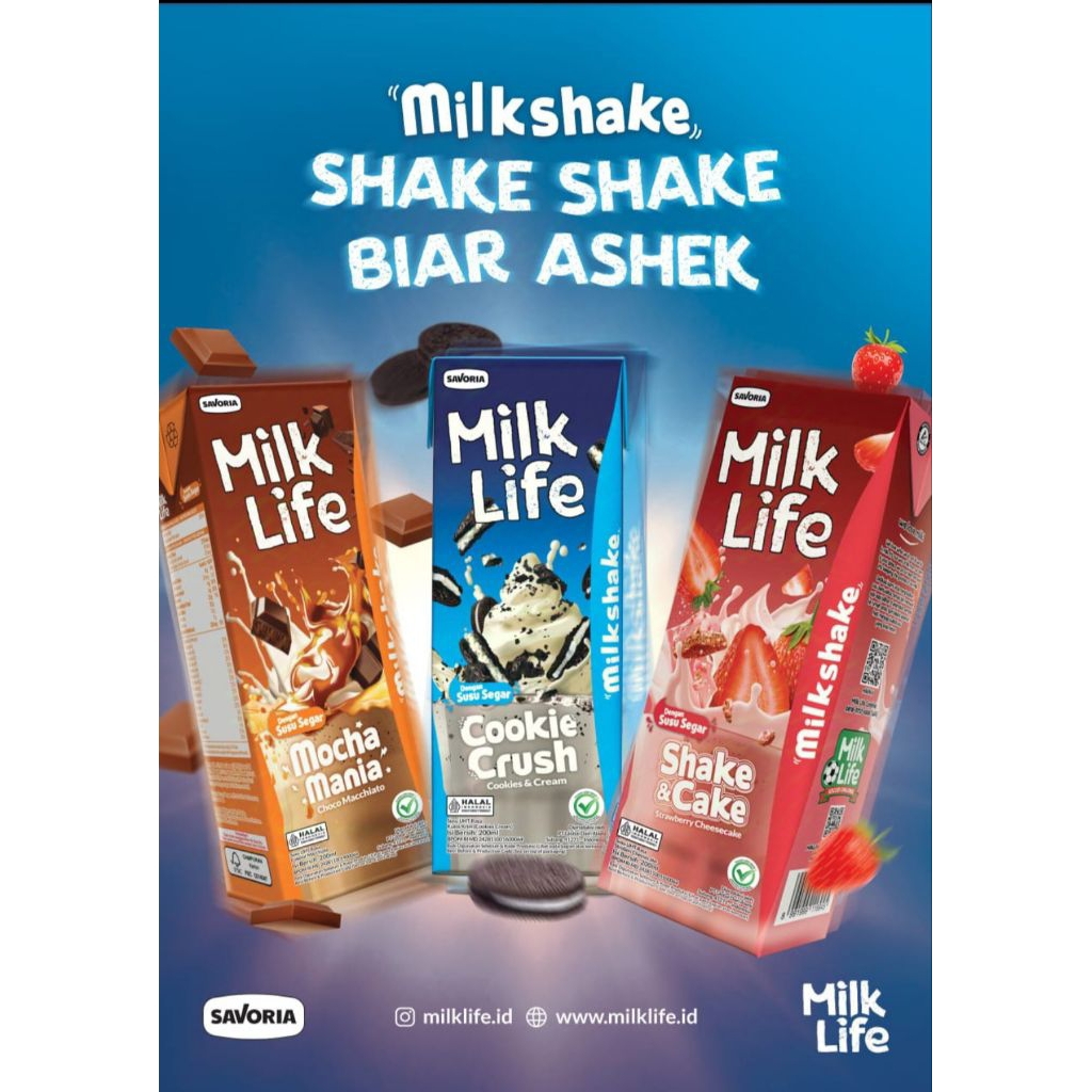 

susu Milk life Milkshake 200ml kartonan dan milk life lactose 200ml