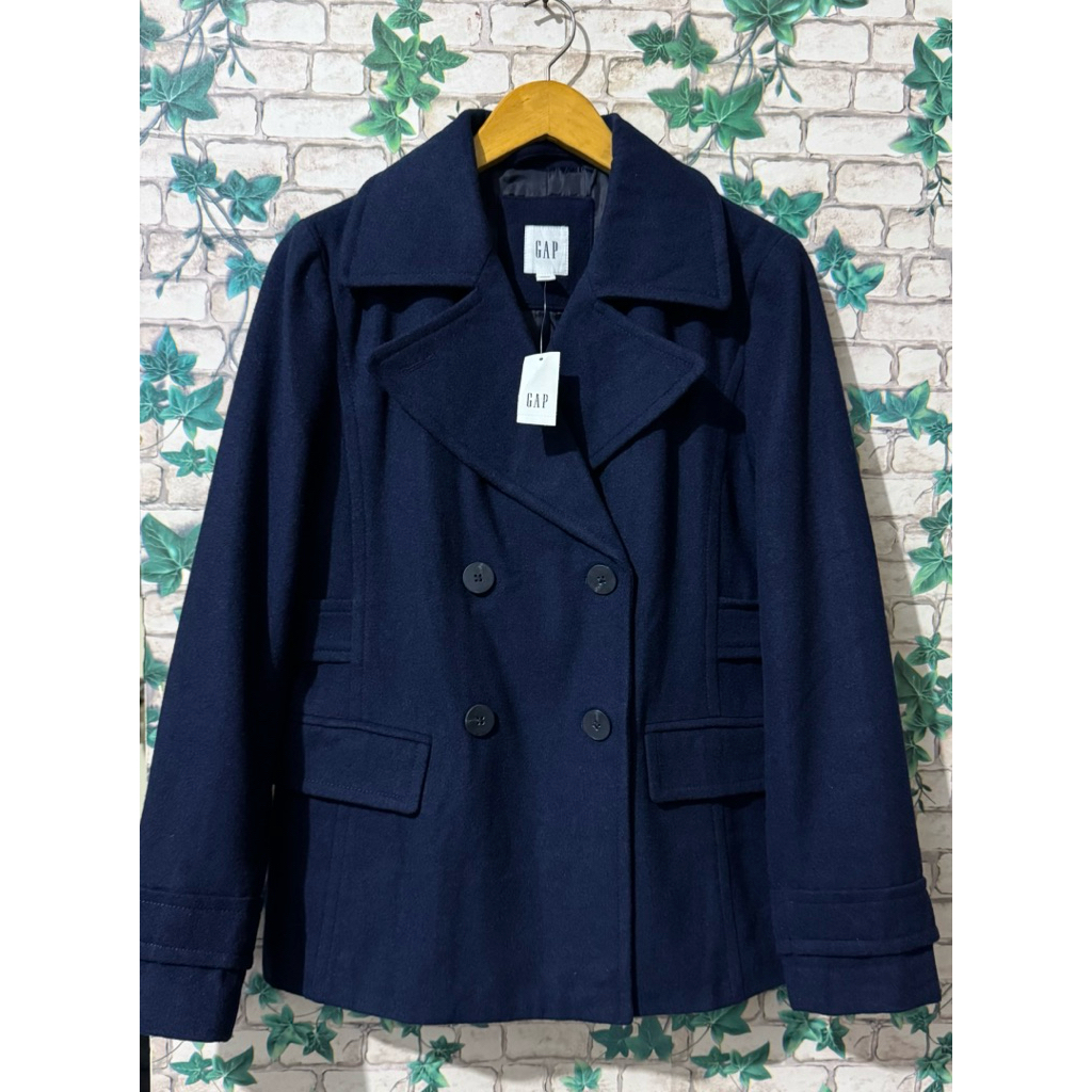 [GAP] LD 95-98 cm Coat Jacket Mantel Wol Wanita Biru Navy Slimfit (Baru New)