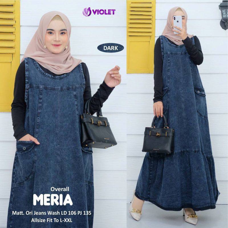 Overall Jeans Wanita – MERIA Dress Denim Wash L-XXL Hijab Fashion Casual