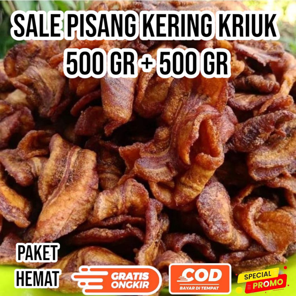 

PAKET HEMAT BUNDLE sale pisang kering kriuk 500Gr + 500gr lebih hemat