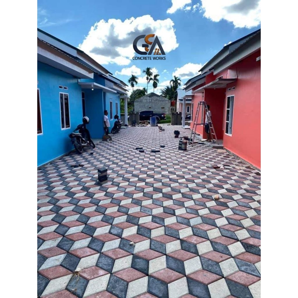 Paving Block 3D Press Mesin Hidrolik Tebal 6cm - Isi 25 pcs / m² - Free Ongkir JABODETABEK & Bandung