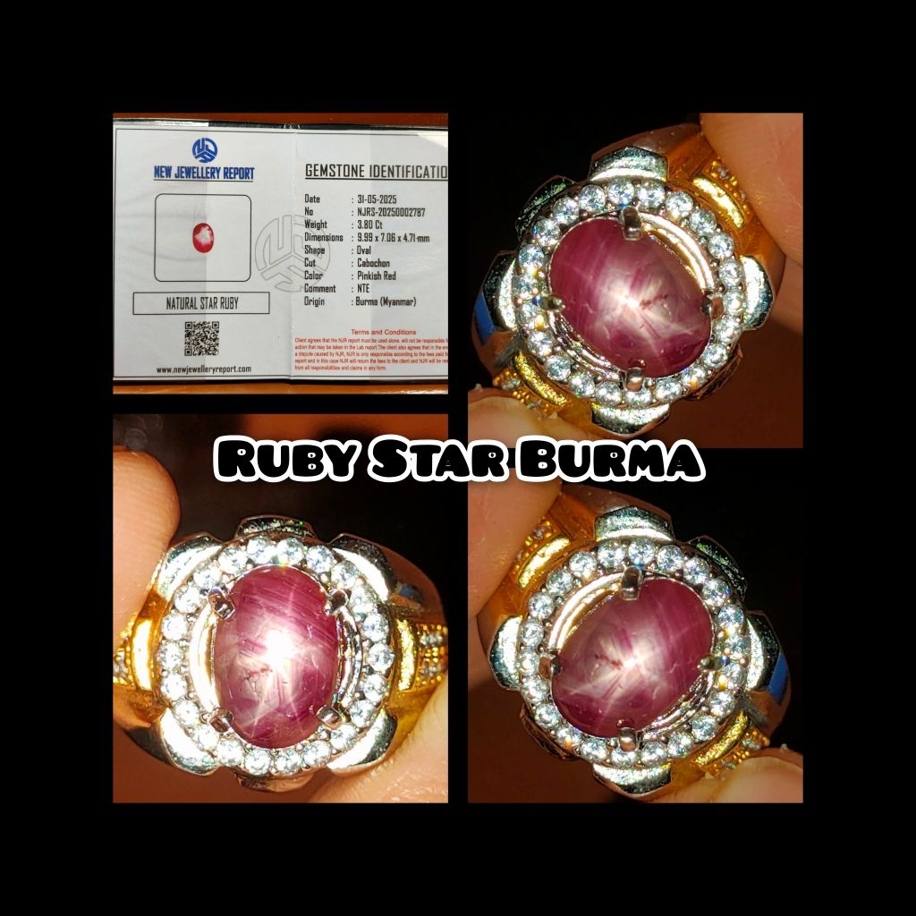 Ruby Star Burma Myanmar NTE + SERTIFIKAT LAB