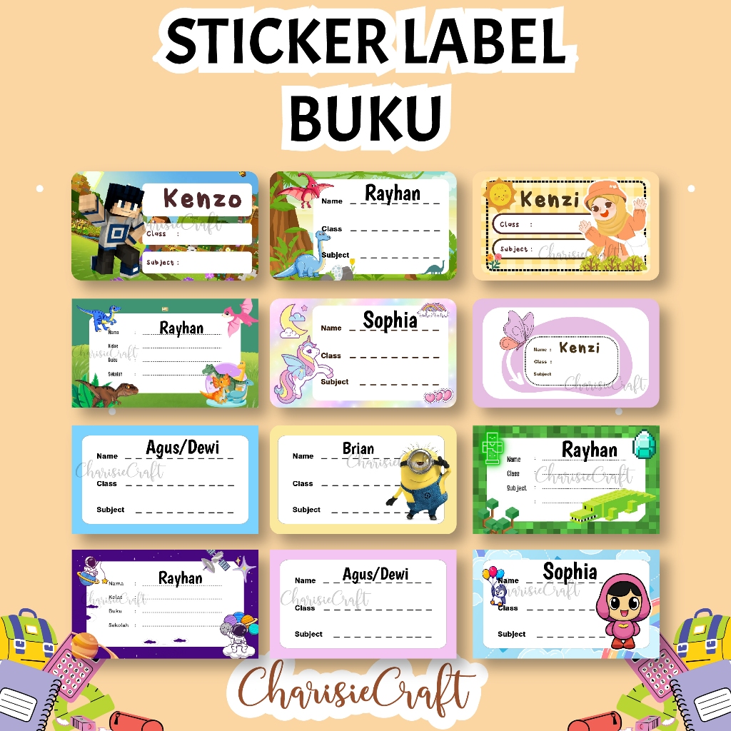 

sticker buku label buku label nama buku sticker nama