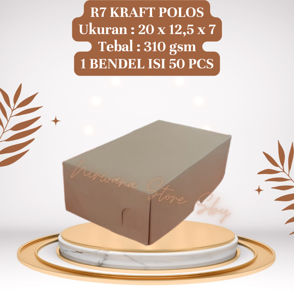 

(50 Pcs) Dus Nasi R7 Kraft Polos | 20x12,5x7 cm | Box Nasi / Kotak Nasi / Dus Kue