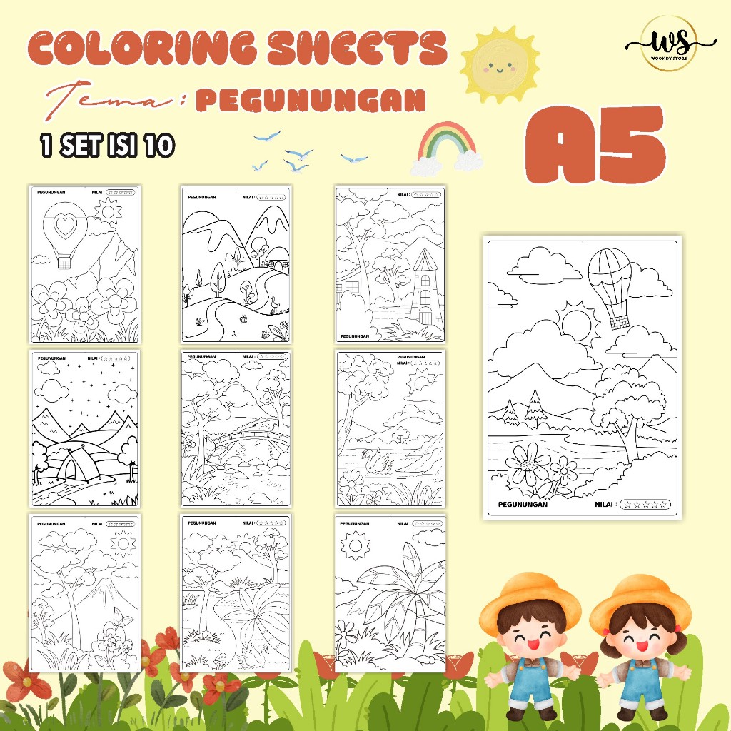 

KERTAS MEWARNAI TEMA PEMANDANGAN UKURAN A5 - COLORING SHEET FOR KIDS ISI 10 LEMBAR READY STOCK