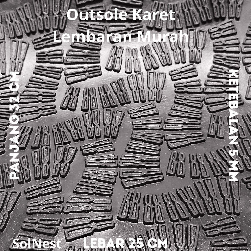 Sol karet lembaran hitam motif vibram cocok untuk resparasi sandal wanita sandal flat wanita / puyuh