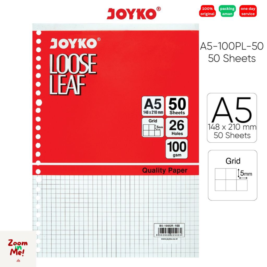 

Loose Leaf A5 Joyko (GRID) Isi 50 Lembar / Isi Refil Binder A5 50 Lembar GRID