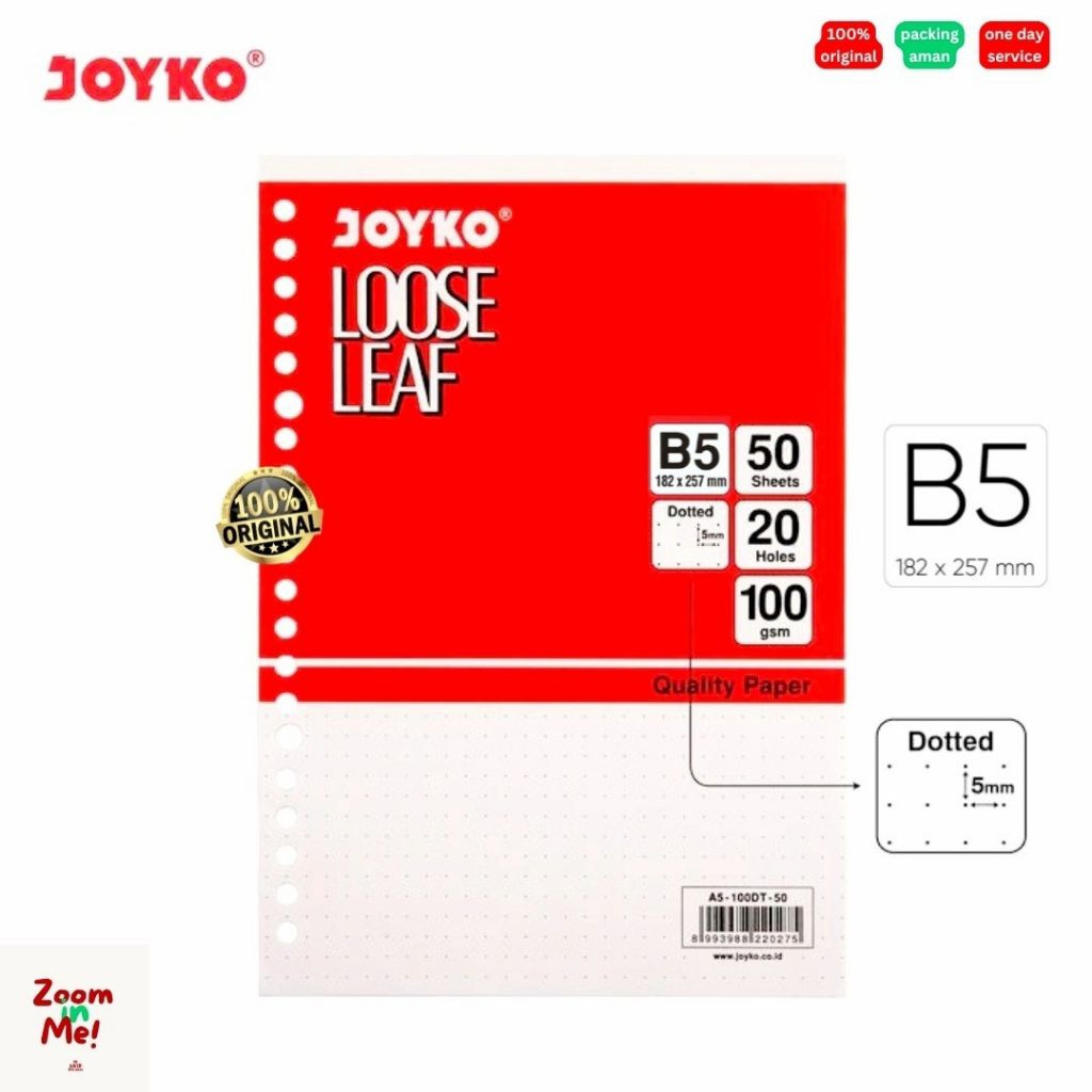 

Loose Leaf B5 Joyko Isi 50 (Dotted) / Isi Refil Binder B5 50 Lembar (Dotted)