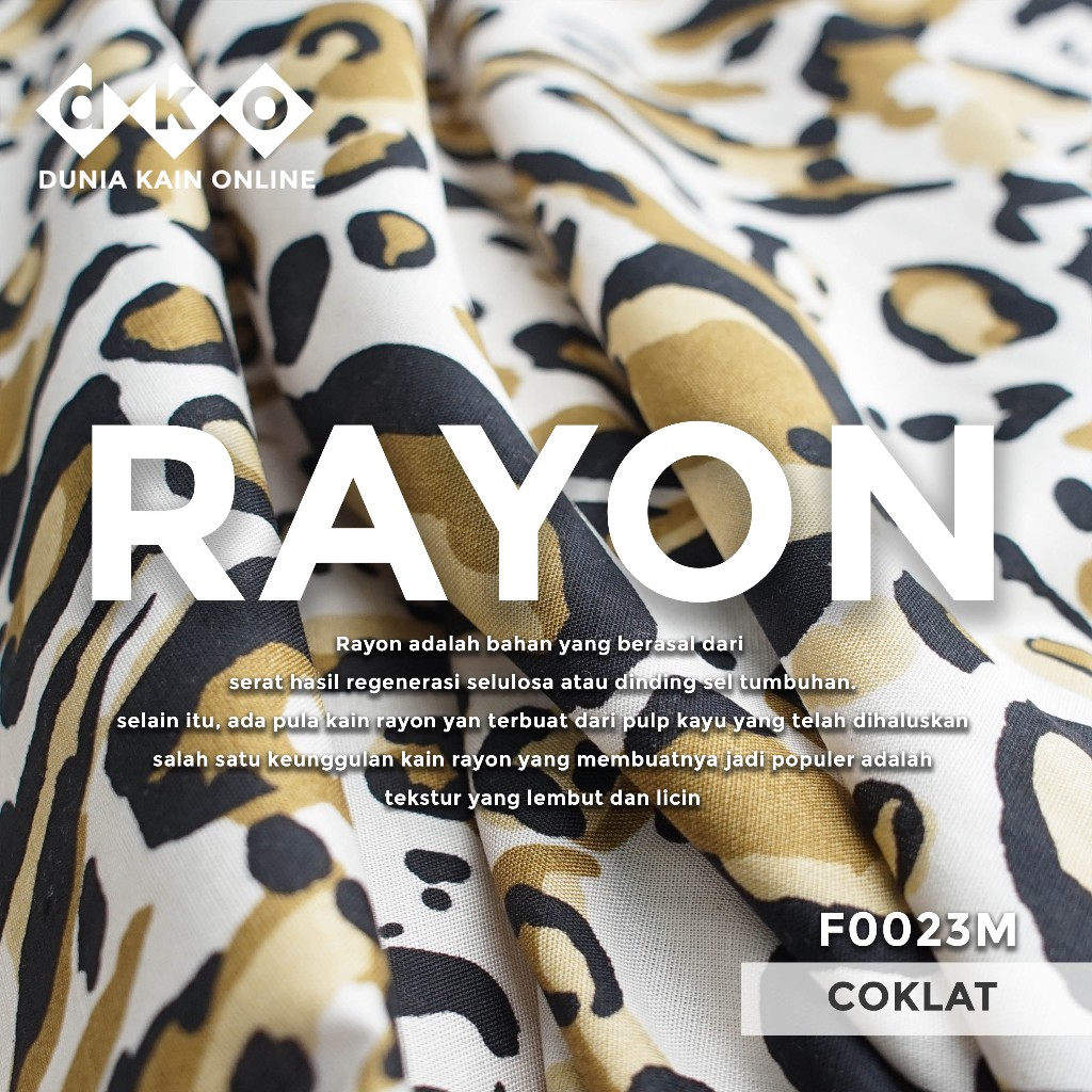 (Variasi) DKO Kain RAYON PENDEK Premium Coklat Motif Leopard
