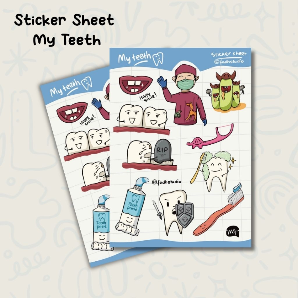 

Sticker Sheet tema My Teeth / Stiker tema gigi / Sticker Dentist freebies / Dokter gigi