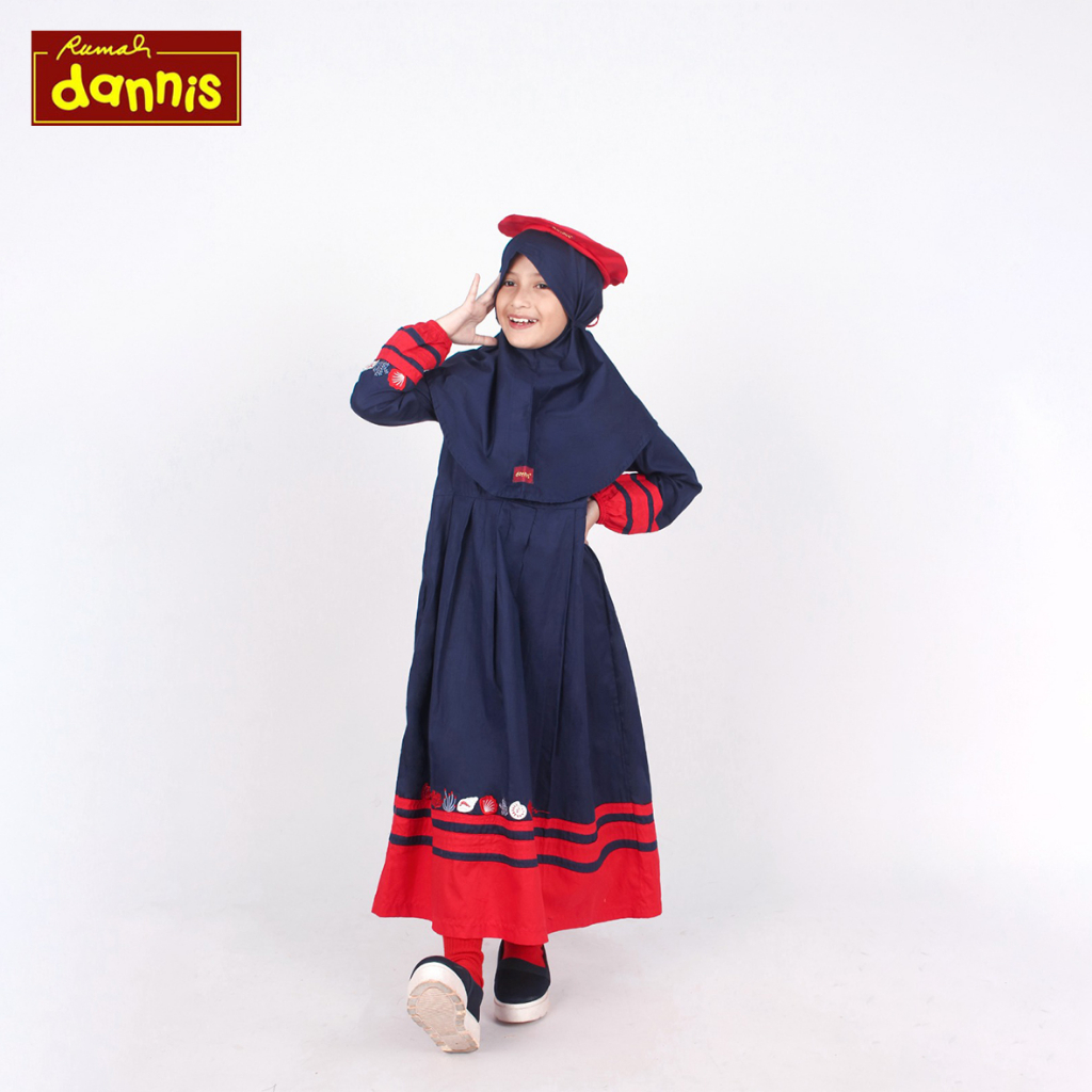 Rumah Dannis - Gamis Anak 0902 Navy Size 00 (Gamis Anak Bahan Katun)