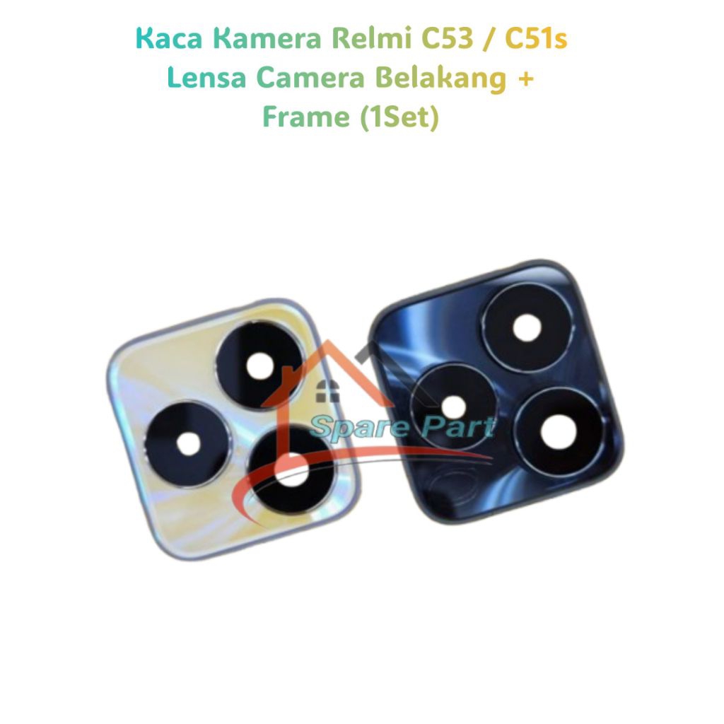 Kaca Kamera Relmi C53 / C51s Lensa Camera Belakang + Frame (1Set) Gold