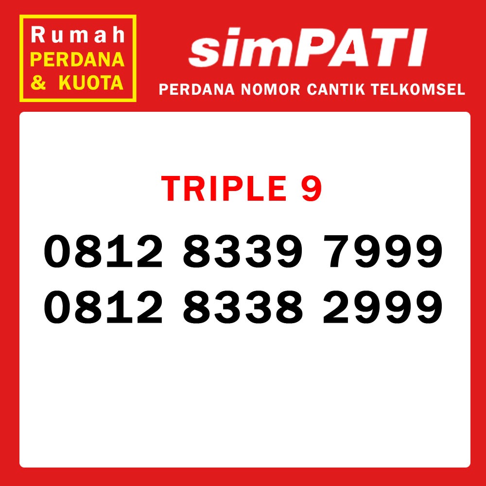 Perdana nomor cantik Telkomsel Simpati triple 999