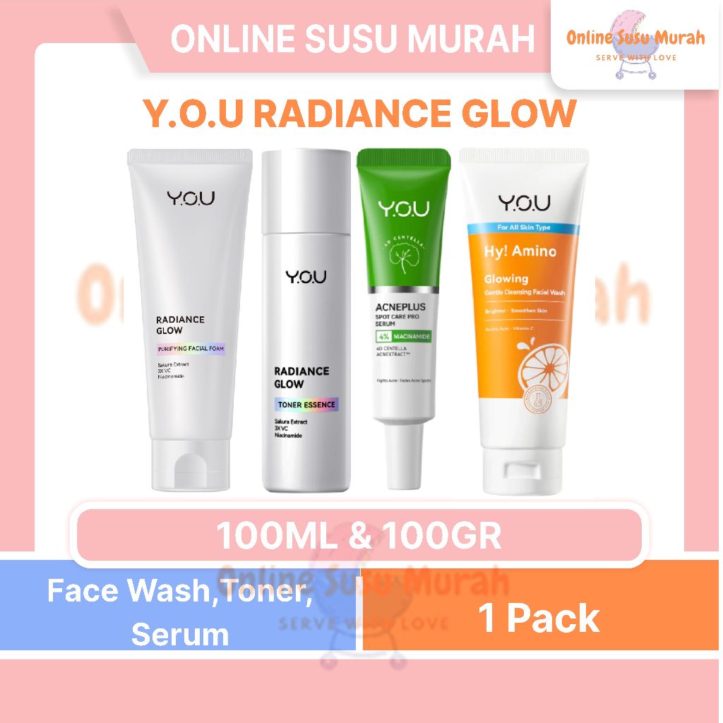 YOU RADIANCE GLOW SERIES  - ACNE PLUS SPOT CARE PRO SERUM | PURIFYING FACIAL FOOM 100g | Toner Essen