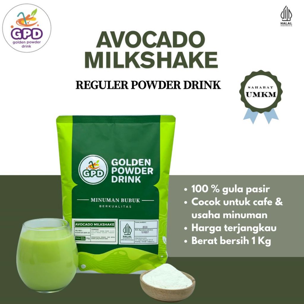 

Bubuk minuman Reguler - Avocado Milkshake - Golden powder drink