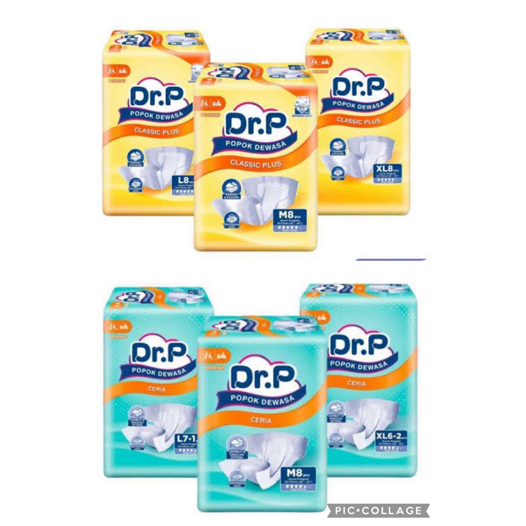 Dr.P popok dewasa ceria / classic plus / diapers dr p tipe perekat size M / L / XL