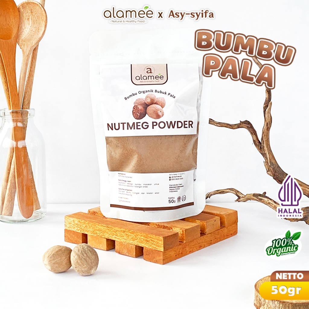

ALAMEE Bumbu Dapur Pala Bubuk Nutmeg Seasoning Powder Rempah Murni Asli Tanpa Campuran Organik 50g