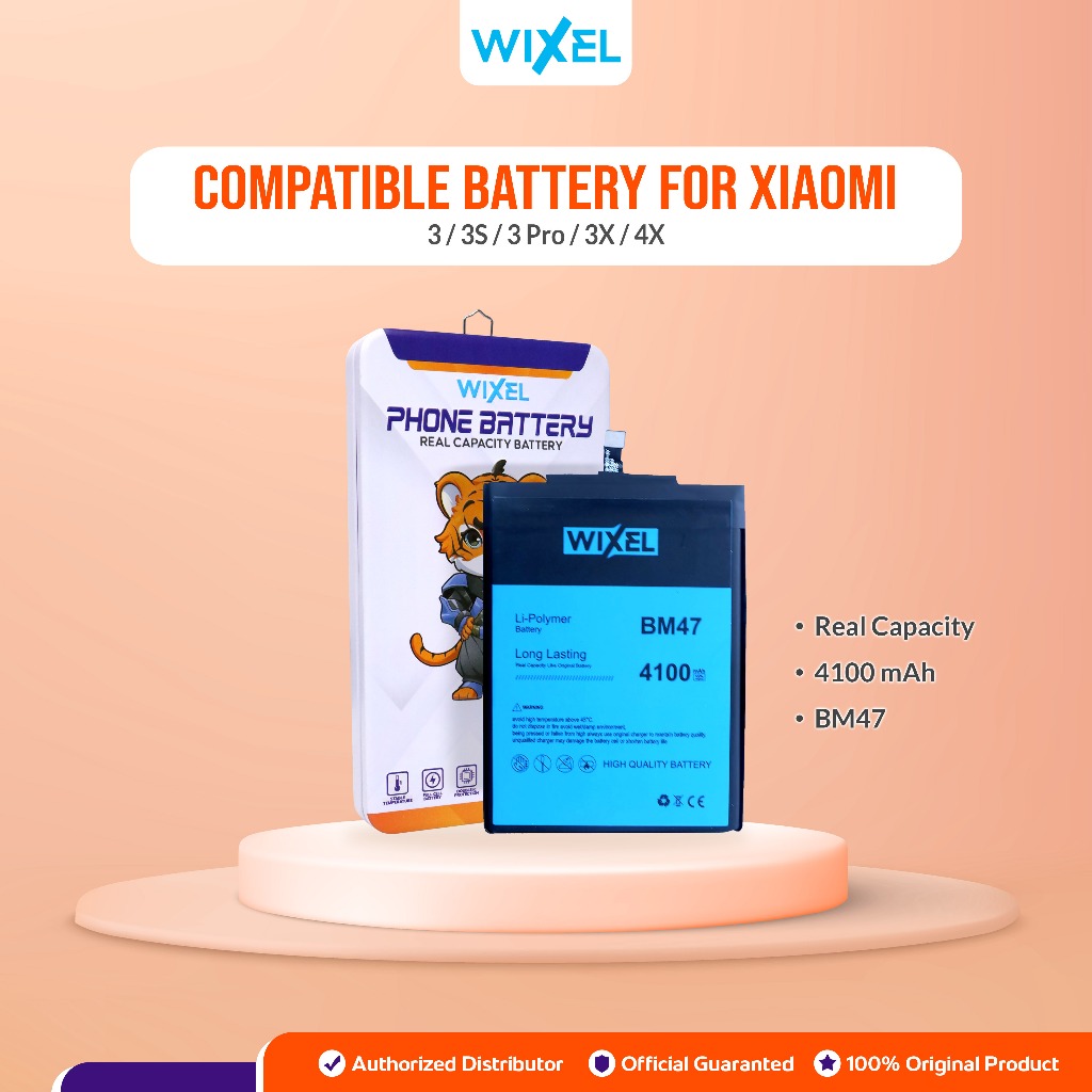 WIXEL ORIGINAL Baterai XiaoMi BM47 Redmi 3 3S 3X Pro Prime 4X Real Capacity Battery Ori Batre Batrai