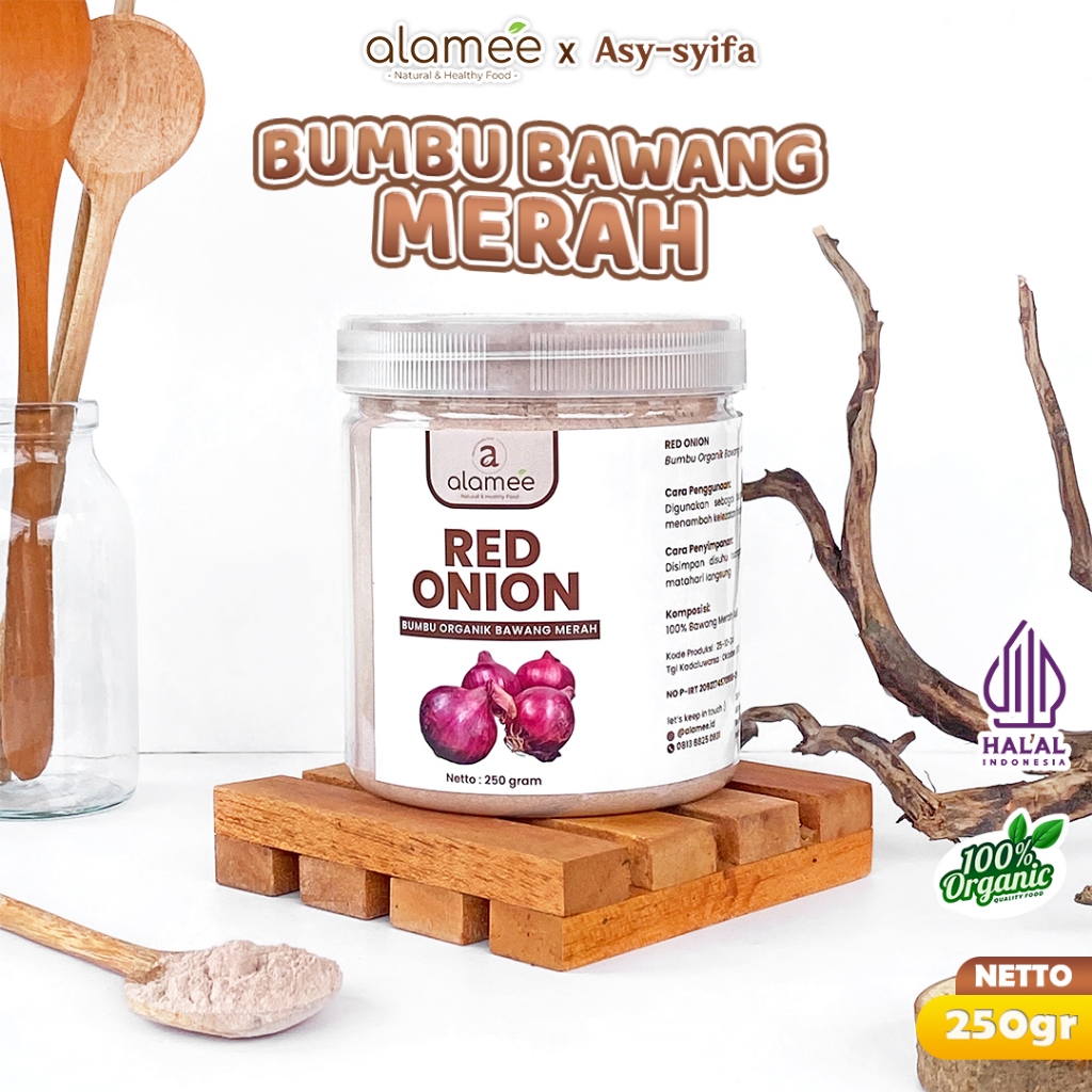 

ALAMEE Bawang Merah Bubuk Red Onion Seasoning Powder Bumbu Dapur Organik Masak Tanpa Campuran Toples