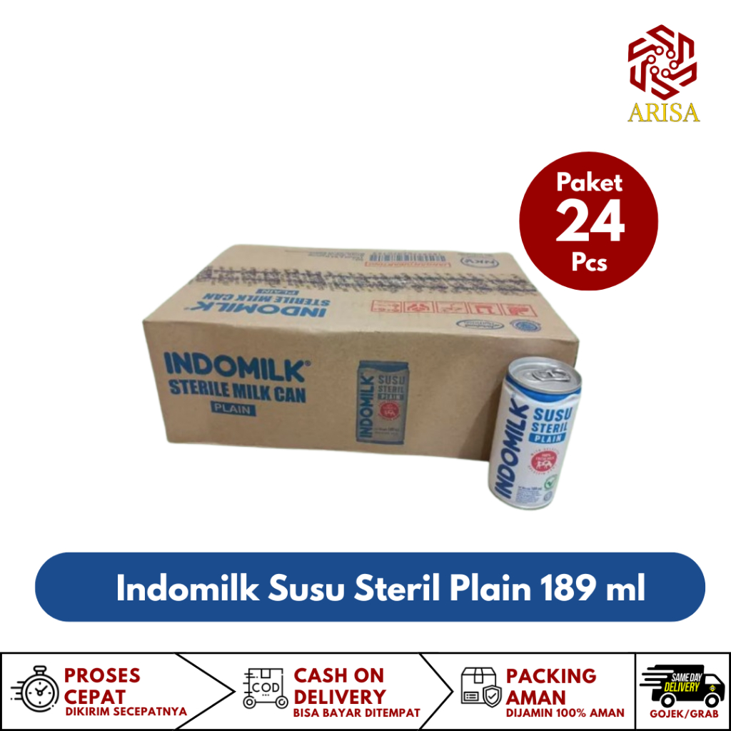 

Paket 24 Indomilk Susu Steril Plain 189ml, Susu nya Riil Faedah Riil