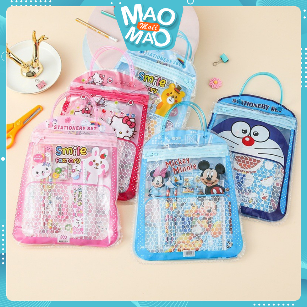 

MAOMAO Stationery Set 6 in 1 Free Bag Alat Tulis Anak Sekolah Buku Pulpen Penghapus Pengaris