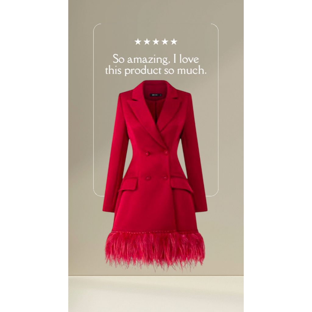 lovely red pearl feather taglab blazer dress