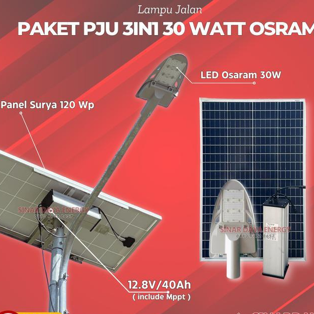 Paket Komplit PJU Solar Cell Led 30 Watt