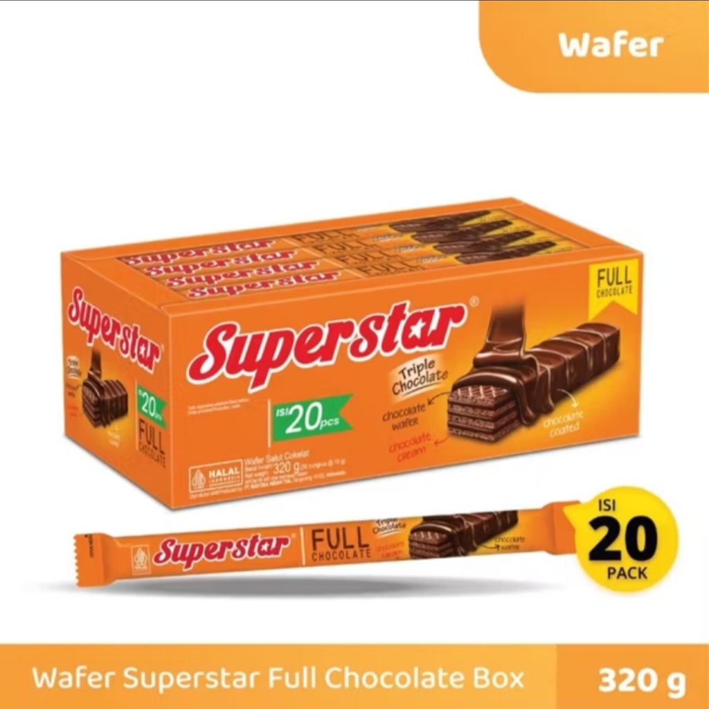 

Superstar Triple Chocolate Coklat Wafer Kemasan Box isi 20 pcs