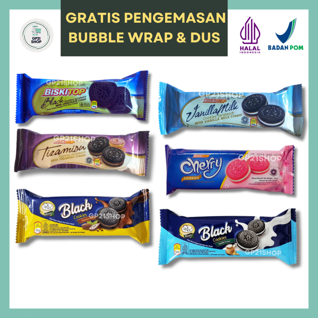 

Biskitop / Denex Black Cookies Sandwich 50gr - Biskuit Snack Cemilan Murah Enak