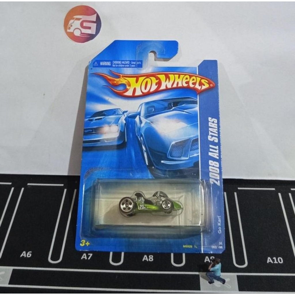 hot wheels go-kart hijau blue card ( bubble crack )